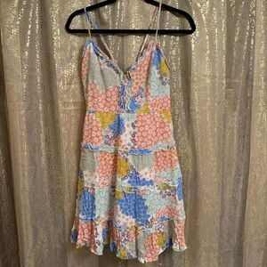 Forever 21 Floral Boho Patchwork Fairy Cottagecore Mini Dress Large